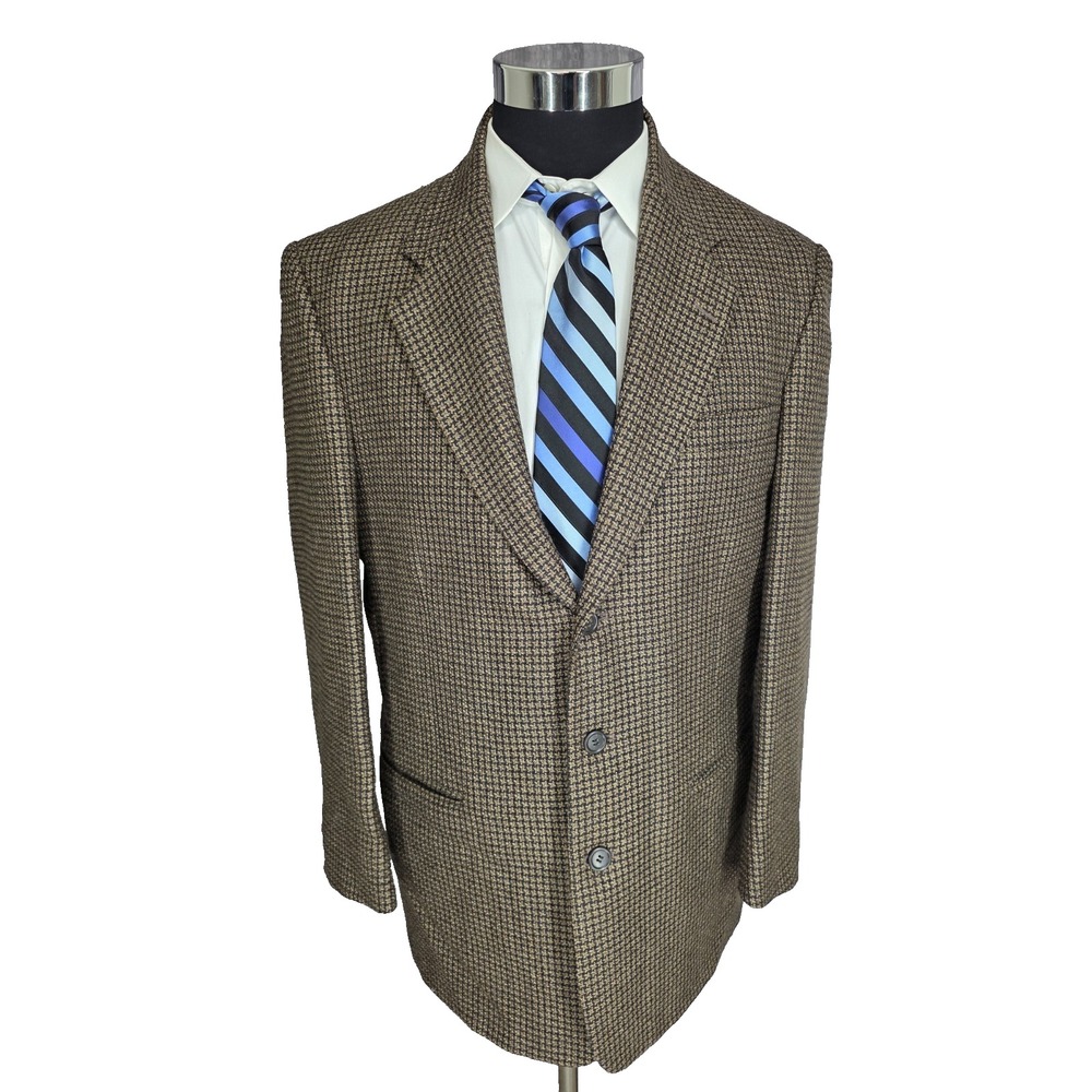 Fioravanti Tweed Blazer Mens 42R Black Brown Sports Coat Jacket 3‎ Buttons USA*